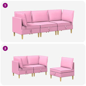 Modulární pohovka se storage 3 pcs Růžová Textil - obrázek 9