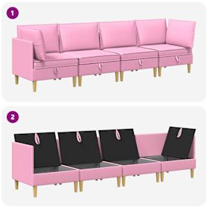 Modulární pohovka se storage 4 pcs Růžová Textil - obrázek 8