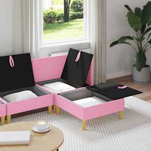 Modulární pohovka se storage 4 pcs Růžová Textil - obrázek 3