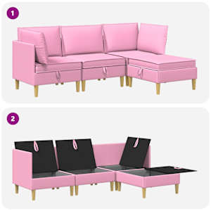 Modulární pohovka se storage 4 pcs Růžová Textil - obrázek 9