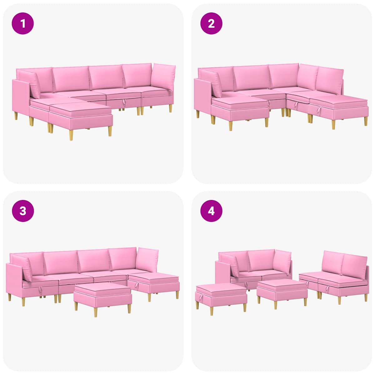Modulsofa sæt med opbevaring 6 stk. Stof - Billede 9