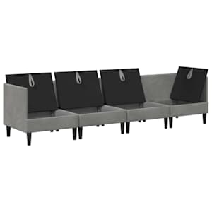Sada nábytku do obývacího pokoje 4 pcs Světle šedá Samet - obrázek 4