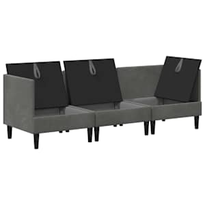 Sada nábytku do obývacího pokoje 3 pcs Tmavě šedá Samet - obrázek 4