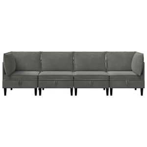 Sada nábytku do obývacího pokoje 4 pcs Tmavě šedá Samet - obrázek 6