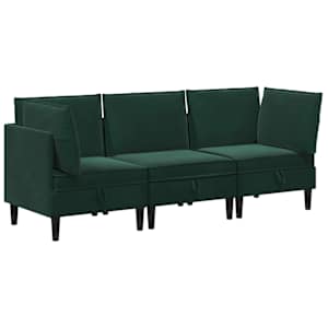 Sada nábytku do obývacího pokoje 3 pcs Tmavě zelená Samet - obrázek 2