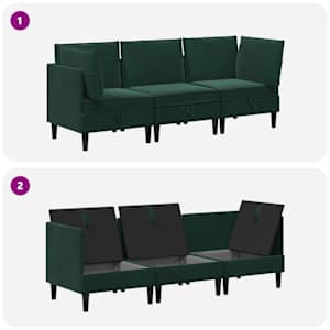 Sada nábytku do obývacího pokoje 3 pcs Tmavě zelená Samet - obrázek 8