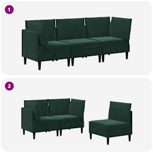 Sada nábytku do obývacího pokoje 3 pcs Tmavě zelená Samet - obrázek 9