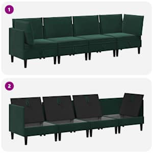 Sada nábytku do obývacího pokoje 4 pcs Tmavě zelená Samet - obrázek 8