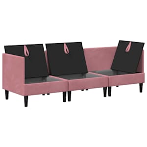 Sada nábytku do obývacího pokoje s polštářem 3 pcs Růžová Samet - obrázek 4