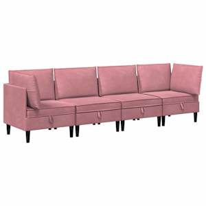 Sada nábytku do obývacího pokoje s polštářem 4 pcs Růžová Samet - obrázek 2