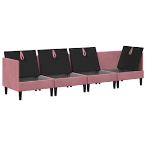 Sada nábytku do obývacího pokoje s polštářem 4 pcs Růžová Samet - obrázek 4