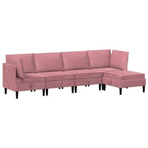 Sada nábytku do obývacího pokoje s polštářem 5 pcs Růžová Samet - obrázek 2