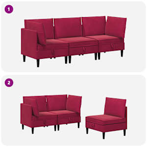 Sada nábytku do obývacího pokoje 3 pcs Víno Červené Samet - obrázek 9