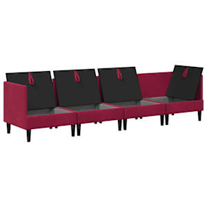 Sada nábytku do obývacího pokoje 4 pcs Víno Červené Samet - obrázek 4