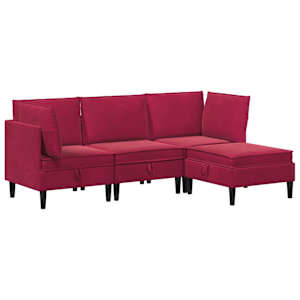 Sada nábytku do obývacího pokoje 4 pcs Víno Červené Samet - obrázek 2