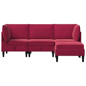 Sada nábytku do obývacího pokoje 4 pcs Víno Červené Samet - obrázek 7