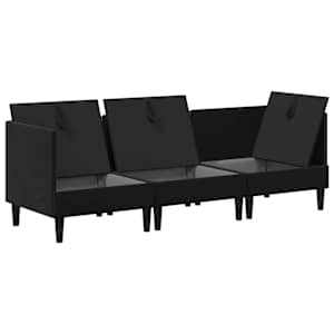 Sada nábytku do obývacího pokoje s polštářem 3 pcs Černá Samet - obrázek 4