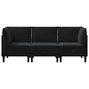 Sada nábytku do obývacího pokoje s polštářem 3 pcs Černá Samet - obrázek 6