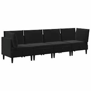 Sada nábytku do obývacího pokoje s polštářem 4 pcs Černá Samet - obrázek 2