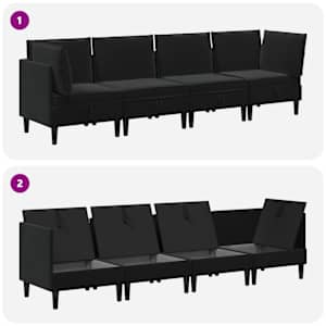 Sada nábytku do obývacího pokoje s polštářem 4 pcs Černá Samet - obrázek 8