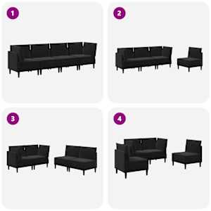 Sada nábytku do obývacího pokoje s polštářem 4 pcs Černá Samet - obrázek 9