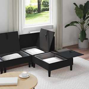 Sada nábytku do obývacího pokoje s polštářem 4 pcs Černá Samet - obrázek 3