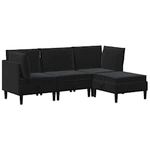 Sada nábytku do obývacího pokoje s polštářem 4 pcs Černá Samet - obrázek 2