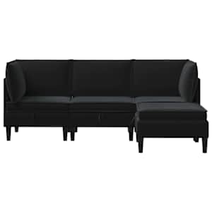 Sada nábytku do obývacího pokoje s polštářem 4 pcs Černá Samet - obrázek 7