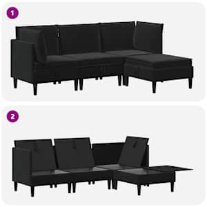 Sada nábytku do obývacího pokoje s polštářem 4 pcs Černá Samet - obrázek 9
