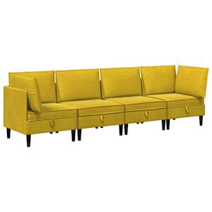 Sada nábytku do obývacího pokoje s polštářem 4 pcs Žlutá Samet - obrázek 2