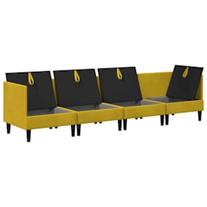 Sada nábytku do obývacího pokoje s polštářem 4 pcs Žlutá Samet - obrázek 4