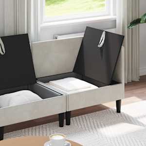 Sada nábytku do obývacího pokoje 3 pcs Krémová Samet - obrázek 3