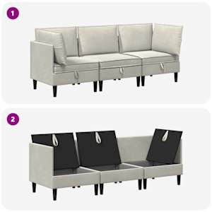 Sada nábytku do obývacího pokoje 3 pcs Krémová Samet - obrázek 8
