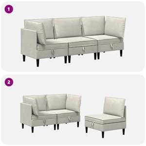 Sada nábytku do obývacího pokoje 3 pcs Krémová Samet - obrázek 9
