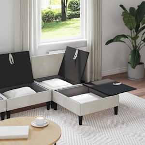 Sada nábytku do obývacího pokoje 4 pcs Krémová Samet - obrázek 3
