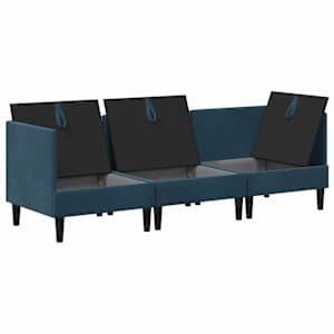 Sada nábytku do obývacího pokoje s polštářem 3 pcs Modrá Samet - obrázek 4