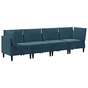 Sada nábytku do obývacího pokoje s polštářem 4 pcs Modrá Samet - obrázek 2