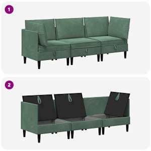 Sada nábytku do obývacího pokoje 3 pcs Mořská zelená Samet - obrázek 8