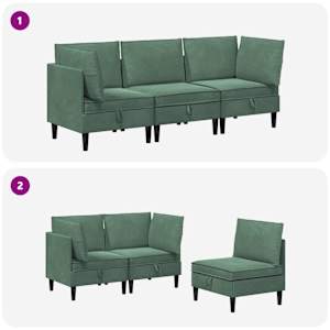 Sada nábytku do obývacího pokoje 3 pcs Mořská zelená Samet - obrázek 9