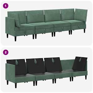 Sada nábytku do obývacího pokoje 4 pcs Mořská zelená Samet - obrázek 8