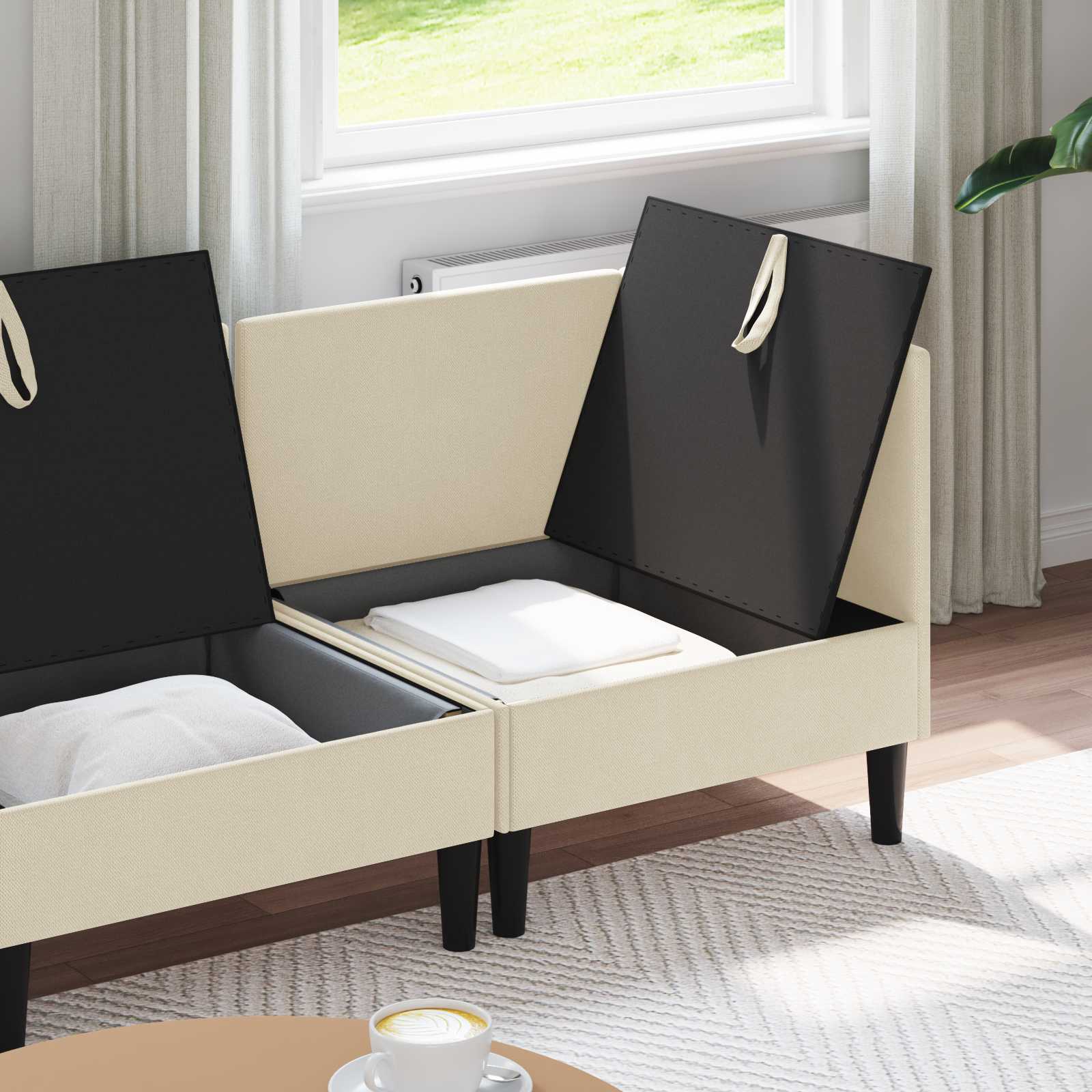 vidaXL Komplet pohištva za dnevno sobo 4 pcs Krem Blago - slika 3