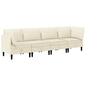 Sada nábytku do obývacího pokoje 4 pcs Krémová Textil - obrázek 2
