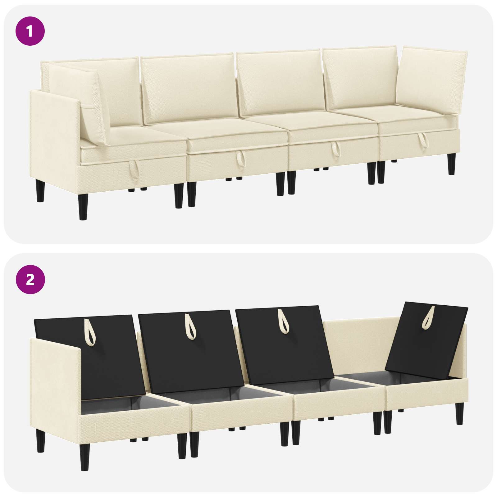 vidaXL Komplet pohištva za dnevno sobo 4 pcs Krem Blago - slika 9