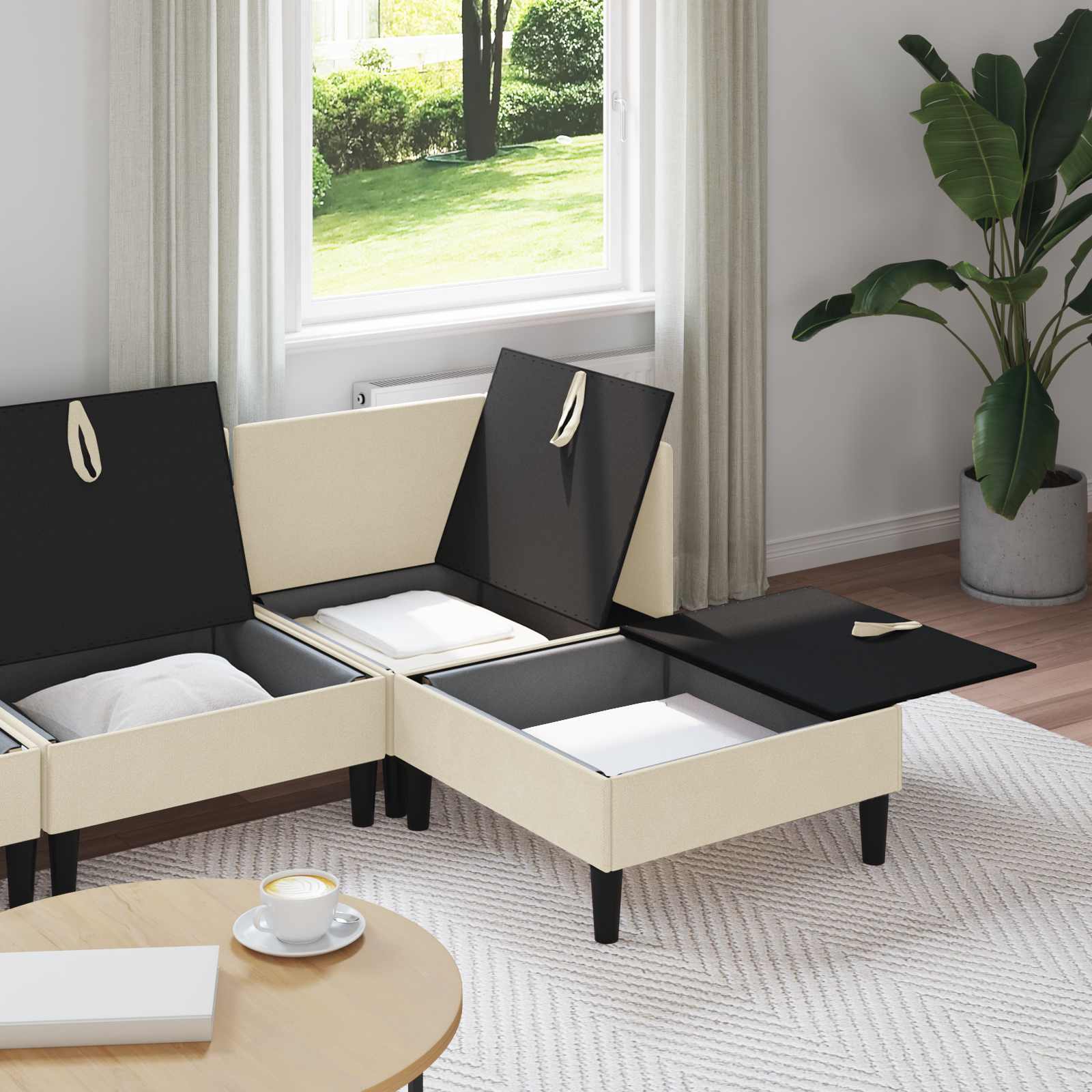 Komplet pohištva za dnevno sobo 4 pcs Krem Blago - slika 3