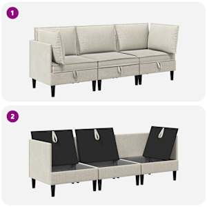 Sada nábytku do obývacího pokoje 3 pcs Ovesná Textil - obrázek 8
