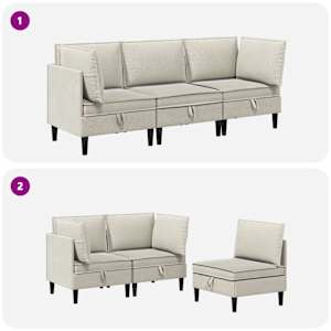 Sada nábytku do obývacího pokoje 3 pcs Ovesná Textil - obrázek 9