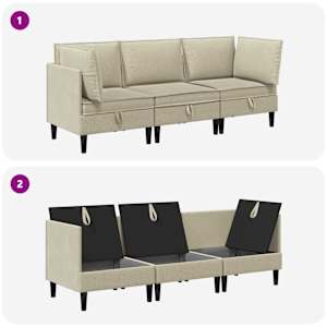 Sada nábytku do obývacího pokoje 3 pcs Písková Textil - obrázek 8