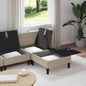 Sada nábytku do obývacího pokoje 4 pcs Písková Textil - obrázek 3