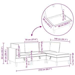 Sada nábytku do obývacího pokoje 4 pcs Písková Textil - obrázek 12