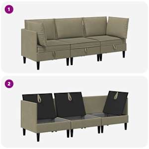 Sada nábytku do obývacího pokoje 3 pcs Khaki Textil - obrázek 8